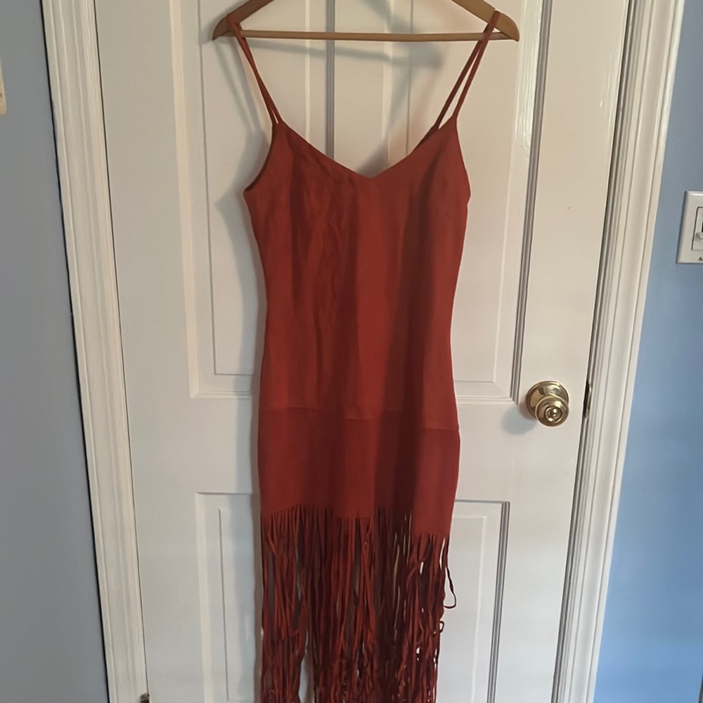 Burnt Orange Design Lab Midi Dress, Size S.